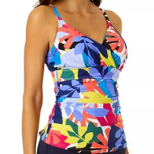 Anne Cole Tankini Swim Top Tropical Print Mocean Collection 34C/36B